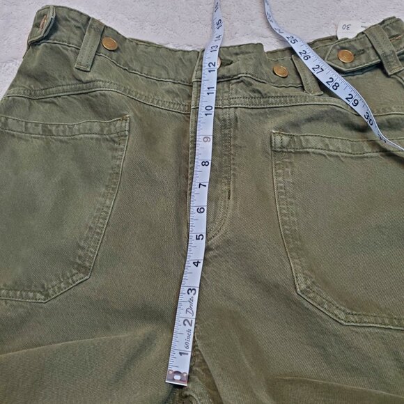 NWT We the Free Olive Green High Rise Wide Leg Palmer Cuffed Jeans 30 - Picture 9 of 13